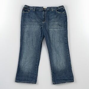 Liberty Blues Mens Jeans 46x38 Dark Wash Relaxed Fit Denim Elastic Waist 45x26